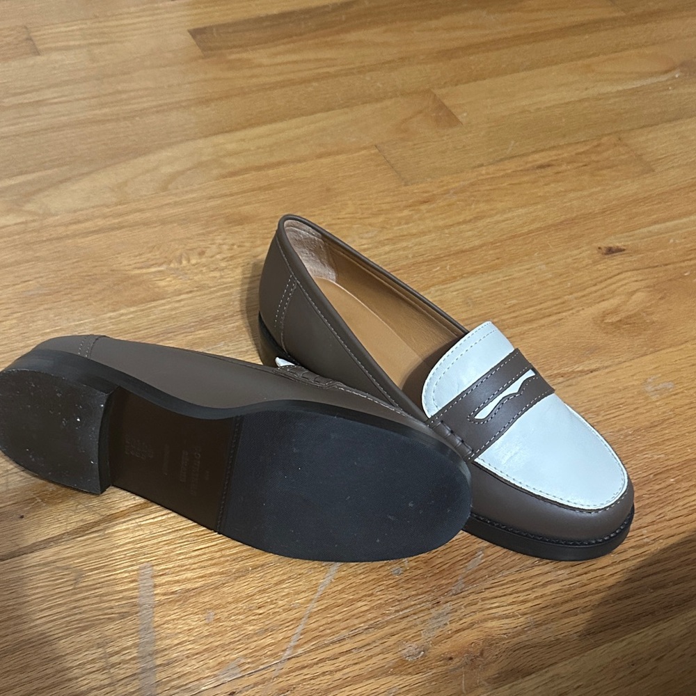 Sezane Brown and White Leather Loafers - Picture 4 of 12